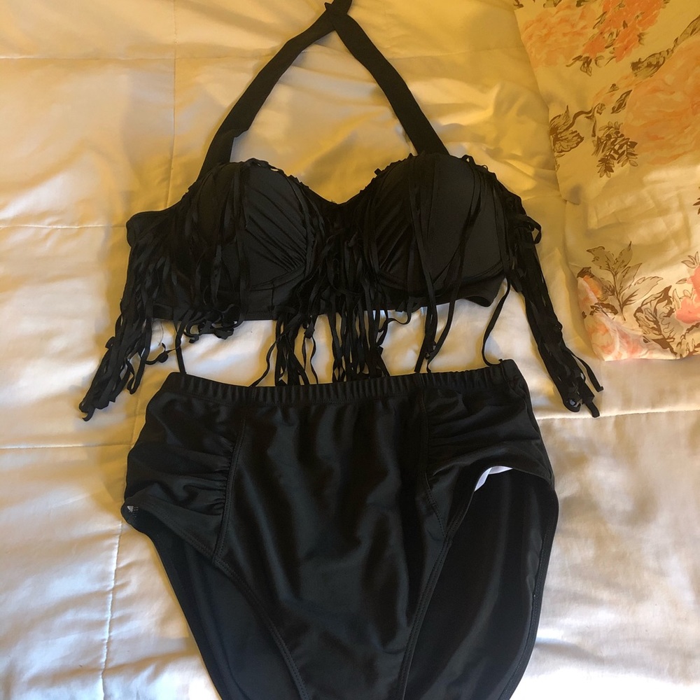 BRAND NEW BLACK 2 PIECE BATHING SUIT